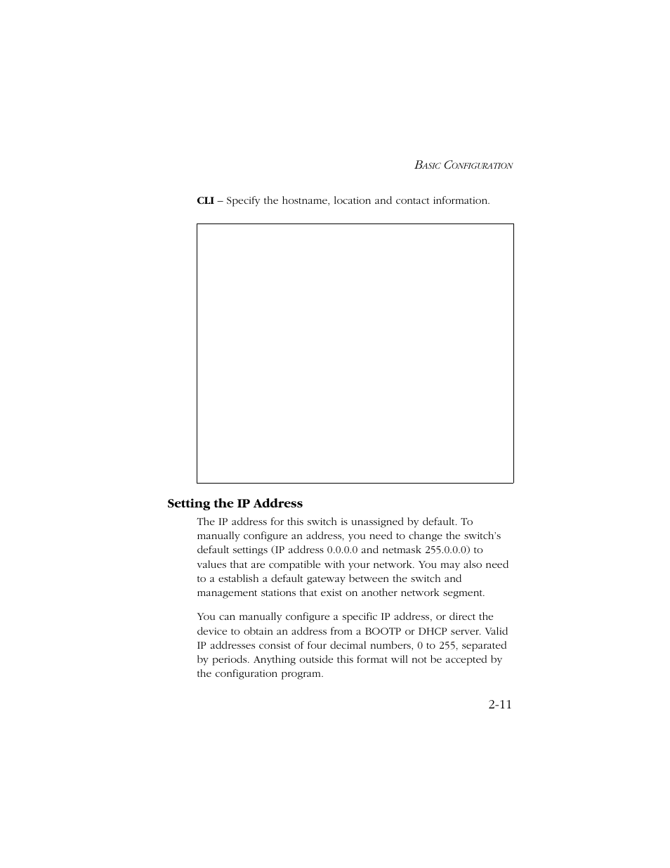 Setting the ip address, Setting the ip address -11, Setting the ip address” on | SMC Networks TIGERSWITCH 10/100 User Manual | Page 43 / 318