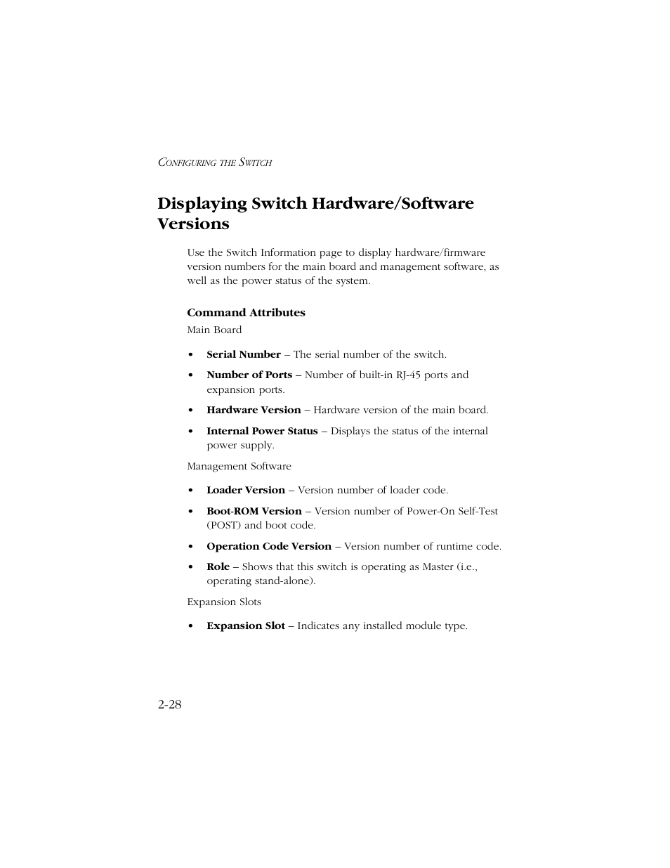 Displaying switch hardware/software versions, Displaying switch hardware/software versions -28 | SMC Networks TIGERSWITCH 10/100 User Manual | Page 60 / 318