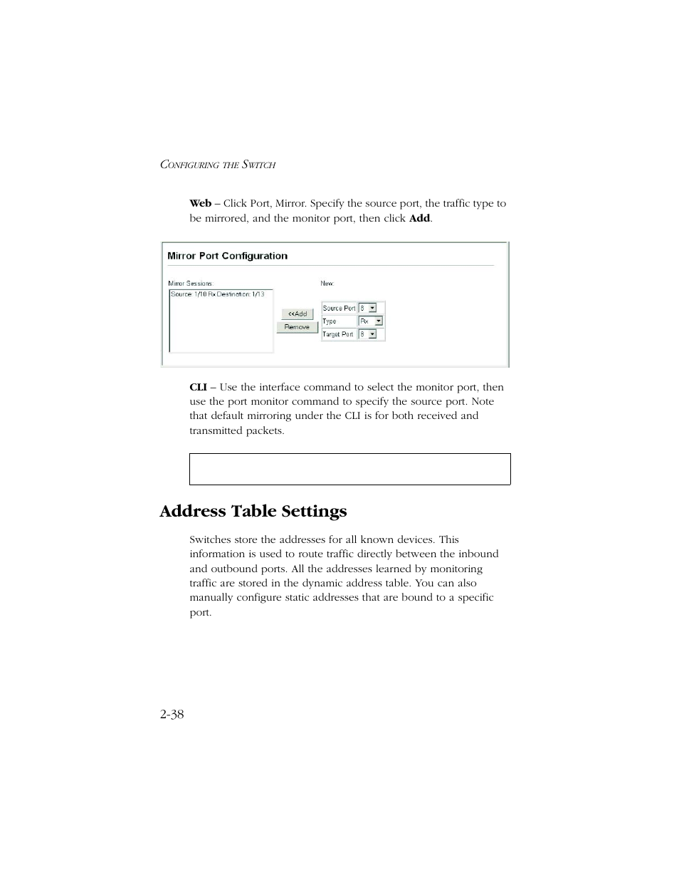 Address table settings, Address table settings -38 | SMC Networks TIGERSWITCH 10/100 User Manual | Page 70 / 318