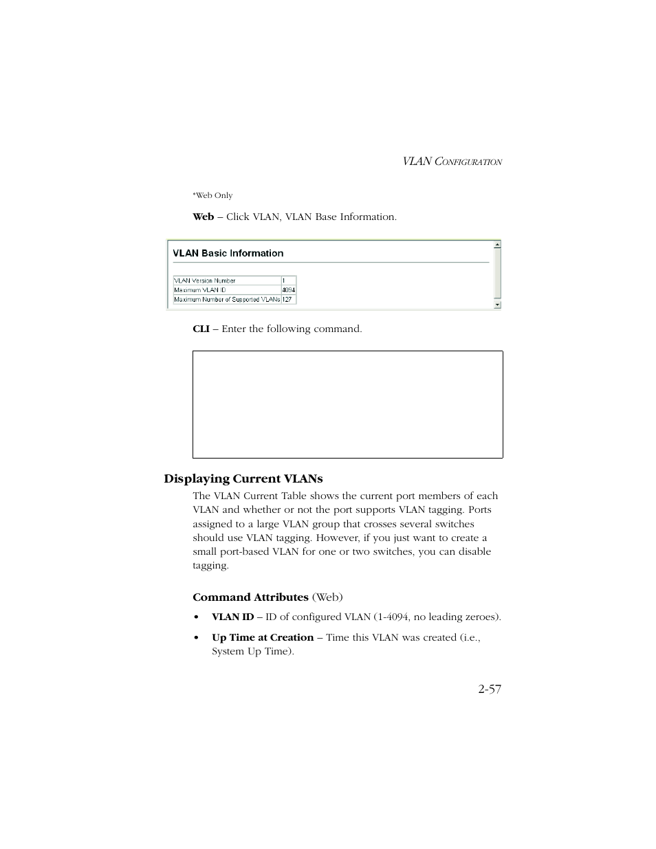 Displaying current vlans, Displaying current vlans -57, Vlan c | SMC Networks TIGERSWITCH 10/100 User Manual | Page 89 / 318