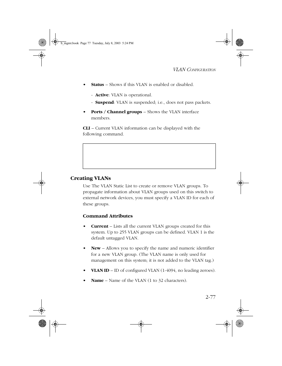 Creating vlans, Creating vlans -77, Vlan c | SMC Networks SMC EZ 10/100/1000 SMCGS8P-Smart User Manual | Page 109 / 366