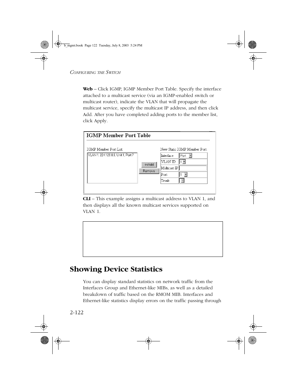Showing device statistics, Showing device statistics -122 | SMC Networks SMC EZ 10/100/1000 SMCGS8P-Smart User Manual | Page 154 / 366