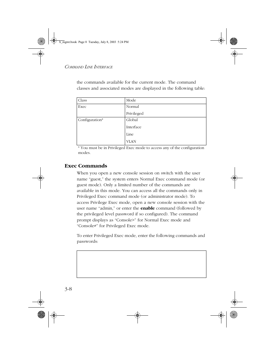 Exec commands, Exec commands -8 | SMC Networks SMC EZ 10/100/1000 SMCGS8P-Smart User Manual | Page 176 / 366