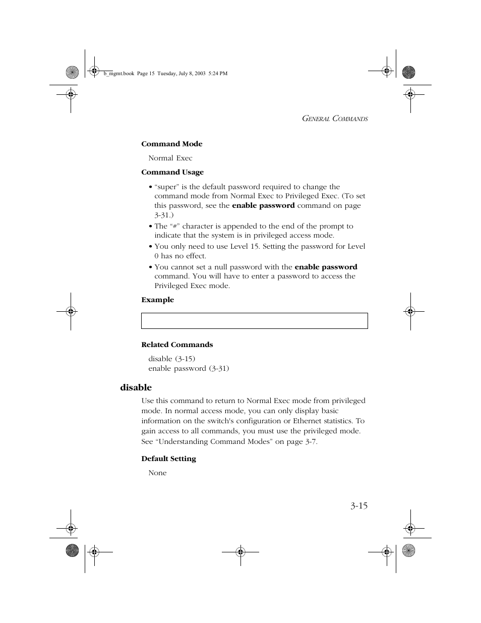 Disable, Disable -15, Pe 3-15 | SMC Networks SMC EZ 10/100/1000 SMCGS8P-Smart User Manual | Page 183 / 366