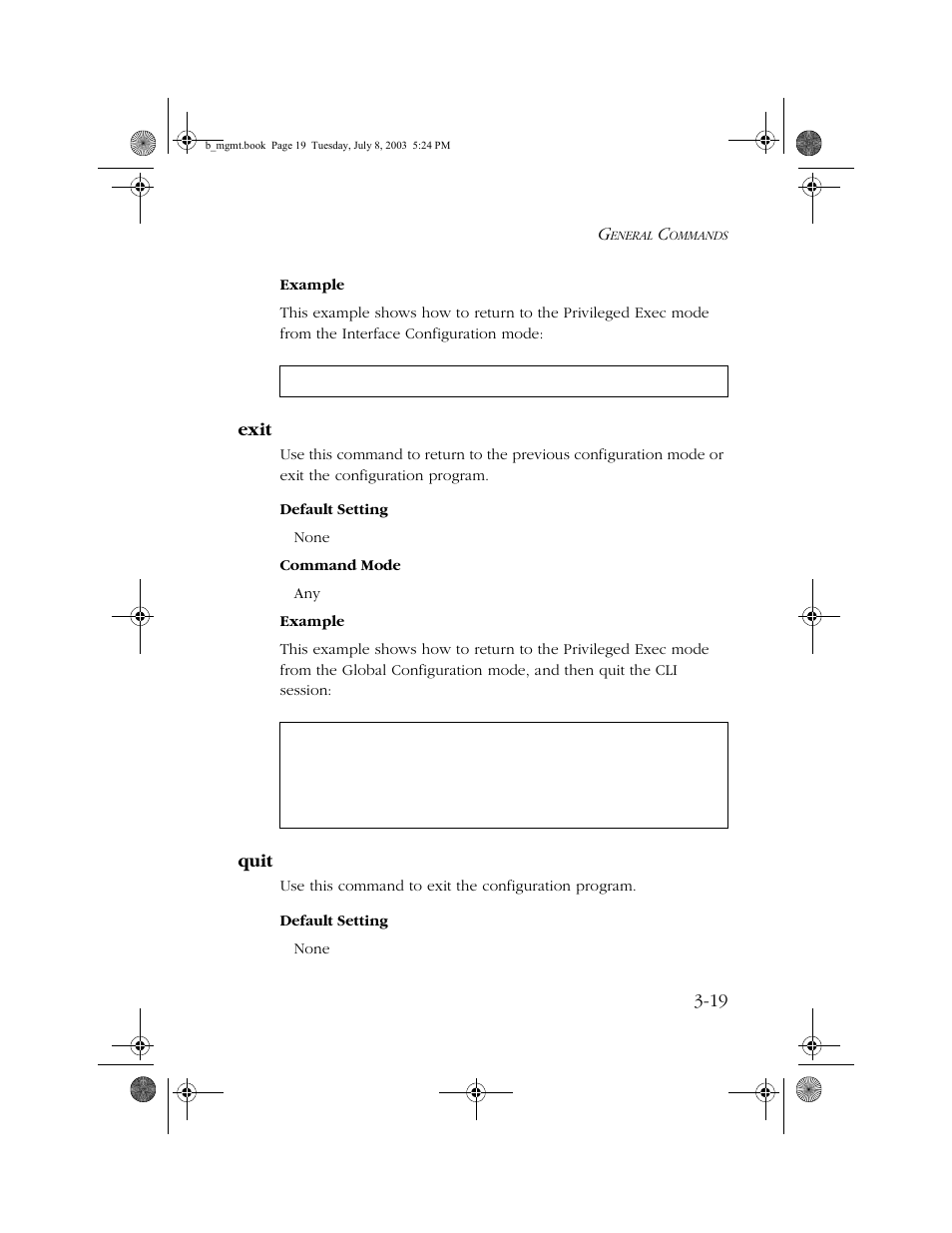 Exit, Quit, Exit -19 quit -19 | SMC Networks SMC EZ 10/100/1000 SMCGS8P-Smart User Manual | Page 187 / 366