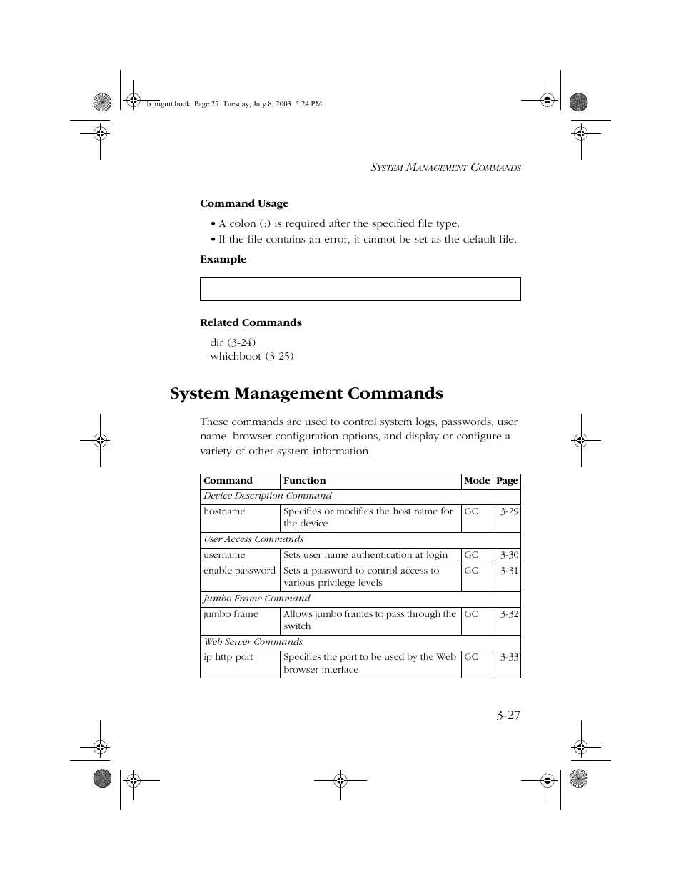 System management commands, System management commands -27 | SMC Networks SMC EZ 10/100/1000 SMCGS8P-Smart User Manual | Page 195 / 366