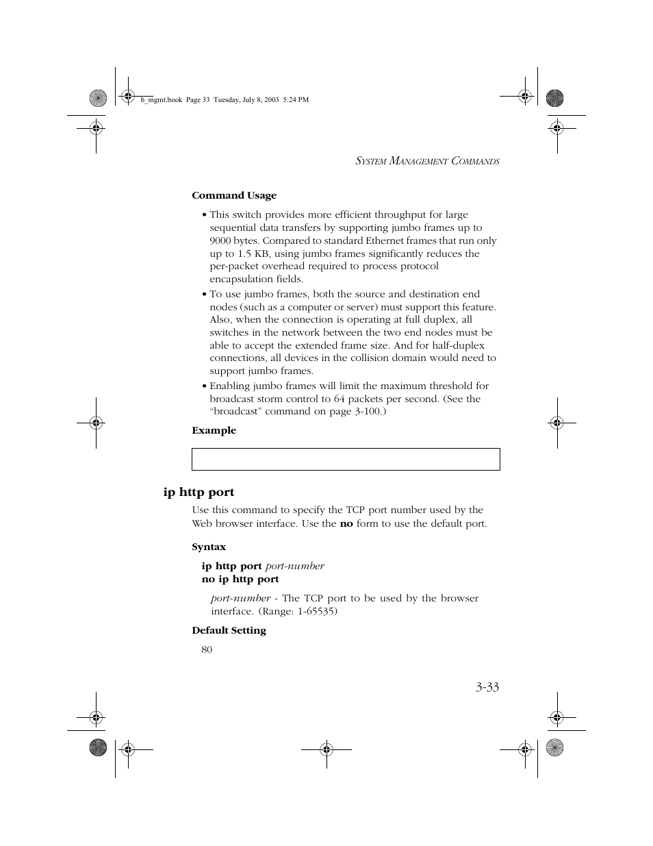 Ip http port, Ip http port -33 | SMC Networks SMC EZ 10/100/1000 SMCGS8P-Smart User Manual | Page 201 / 366