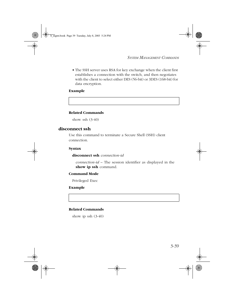 Disconnect ssh, Disconnect ssh -39 | SMC Networks SMC EZ 10/100/1000 SMCGS8P-Smart User Manual | Page 207 / 366