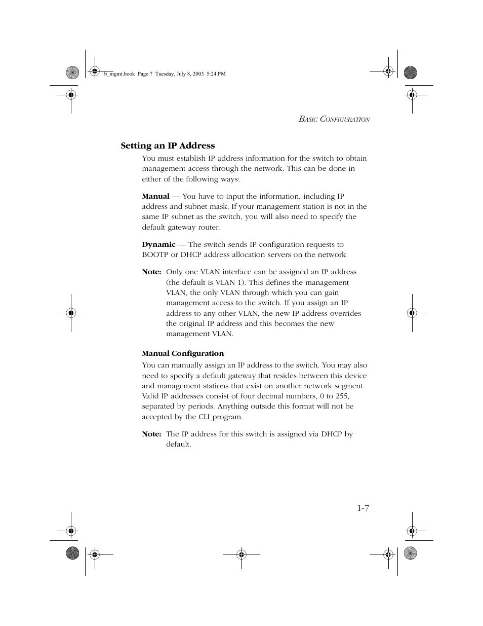 Setting an ip address, Setting an ip address -7 | SMC Networks SMC EZ 10/100/1000 SMCGS8P-Smart User Manual | Page 21 / 366
