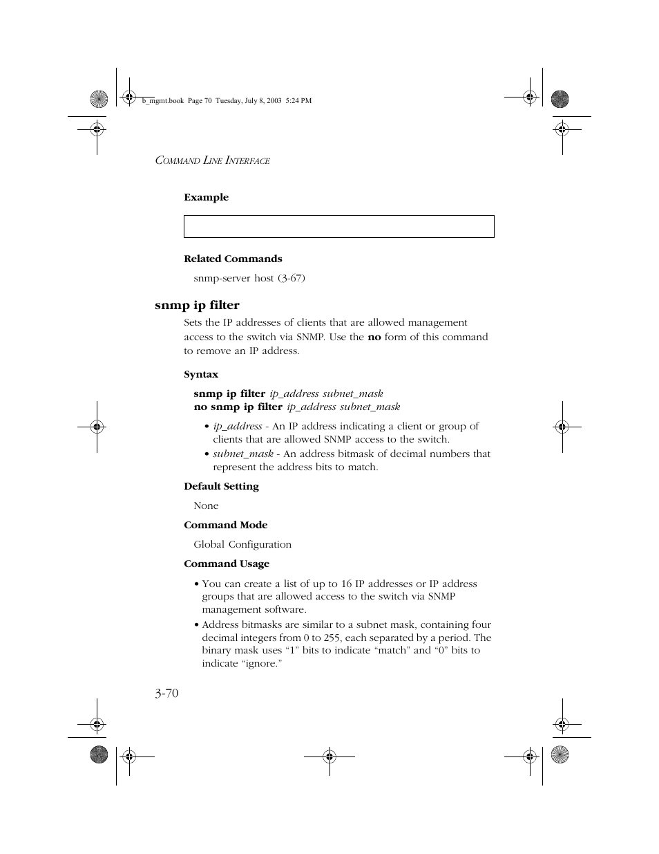 Snmp ip filter, Snmp ip filter -70 | SMC Networks SMC EZ 10/100/1000 SMCGS8P-Smart User Manual | Page 238 / 366