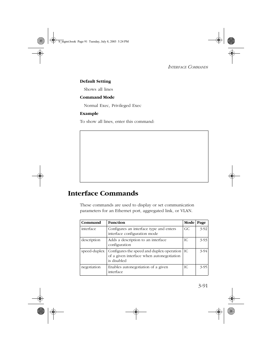 Interface commands, Interface commands -91 | SMC Networks SMC EZ 10/100/1000 SMCGS8P-Smart User Manual | Page 259 / 366