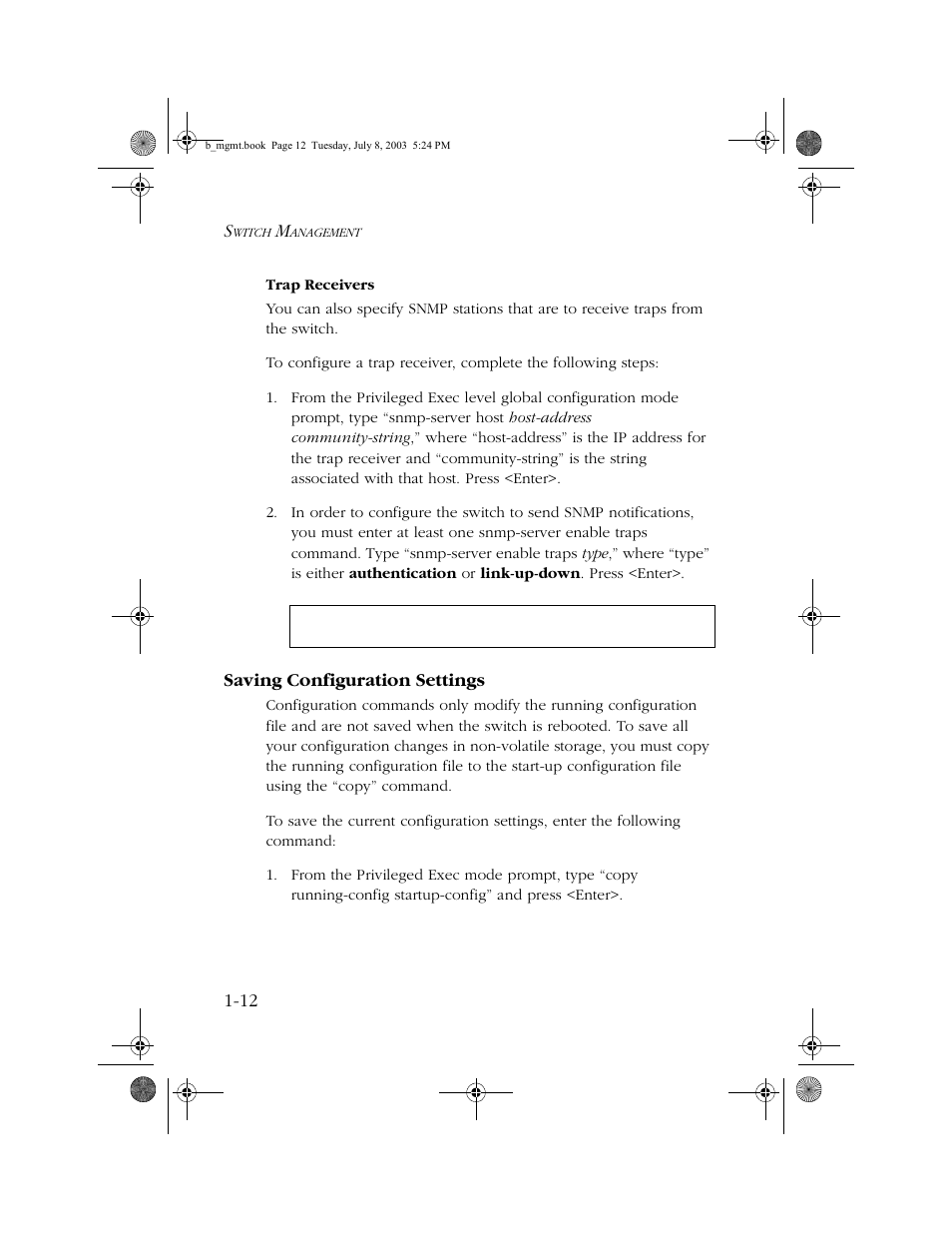 Saving configuration settings, Saving configuration settings -12 | SMC Networks SMC EZ 10/100/1000 SMCGS8P-Smart User Manual | Page 26 / 366