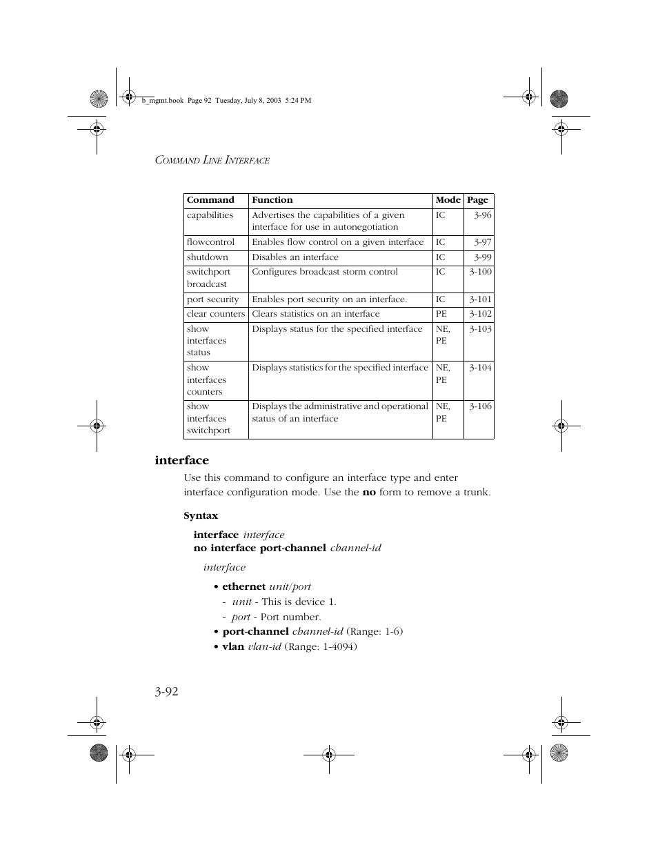 Interface, Interface -92, 92 interface | SMC Networks SMC EZ 10/100/1000 SMCGS8P-Smart User Manual | Page 260 / 366