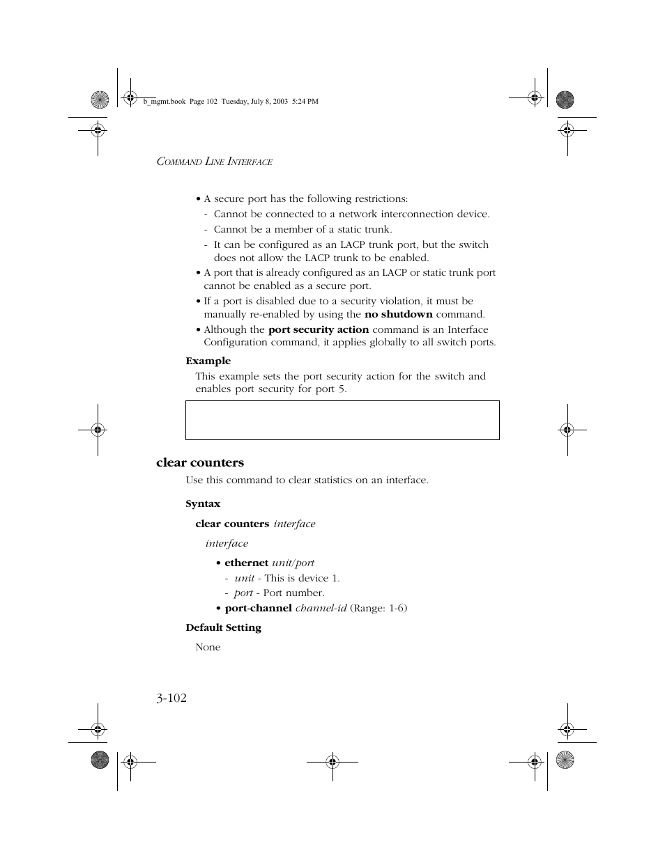 Clear counters, Clear counters -102 | SMC Networks SMC EZ 10/100/1000 SMCGS8P-Smart User Manual | Page 270 / 366