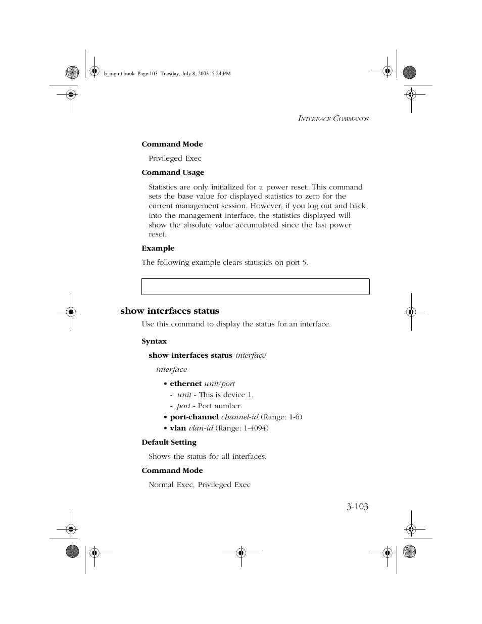 Show interfaces status, Show interfaces status -103 | SMC Networks SMC EZ 10/100/1000 SMCGS8P-Smart User Manual | Page 271 / 366