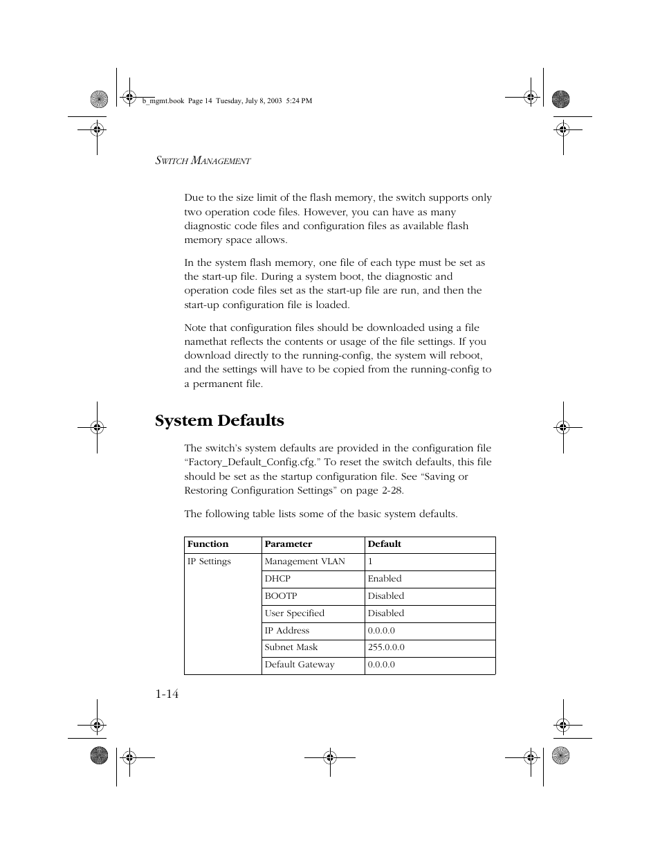 System defaults, System defaults -14 | SMC Networks SMC EZ 10/100/1000 SMCGS8P-Smart User Manual | Page 28 / 366