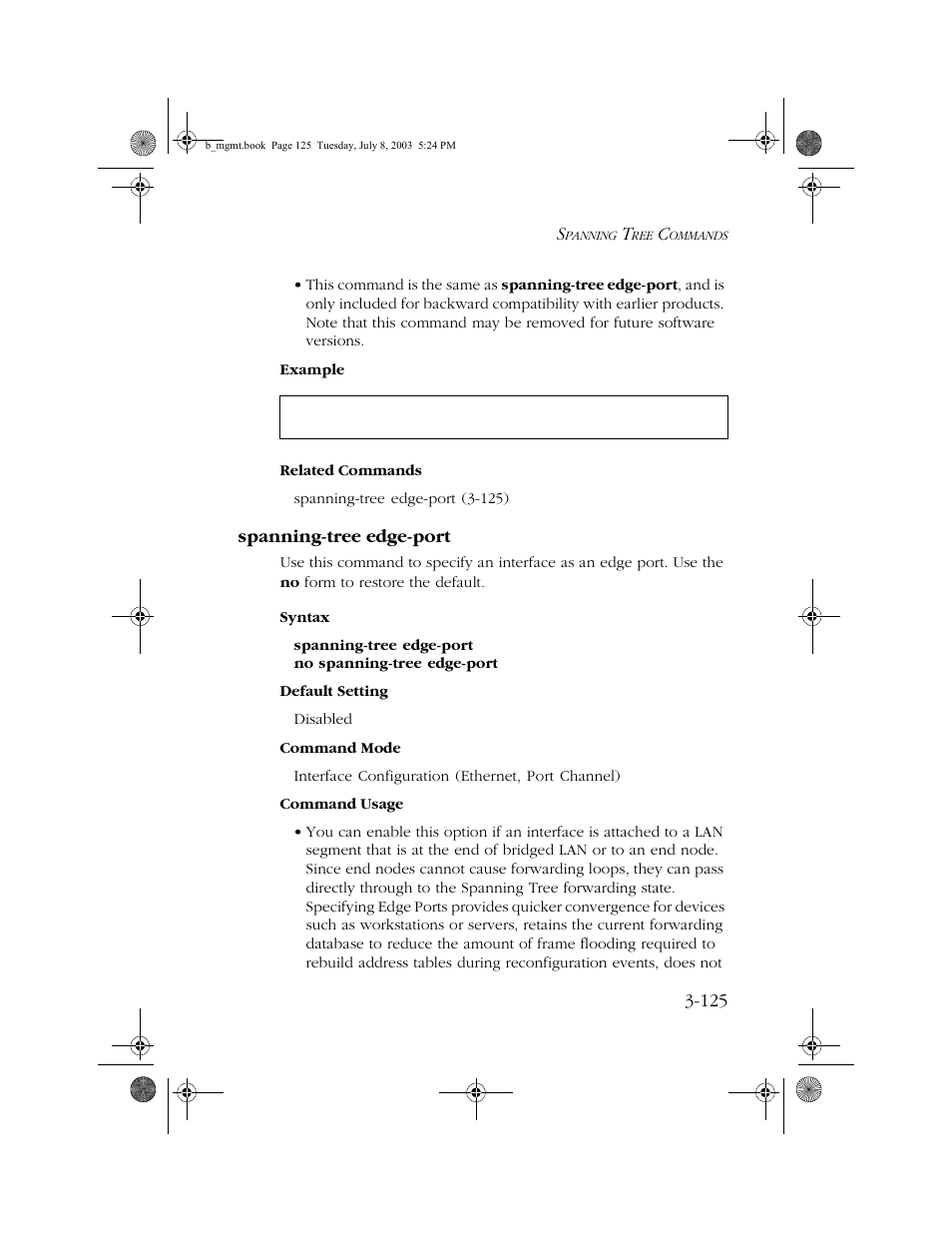 Spanning-tree edge-port, Spanning-tree edge-port -125 | SMC Networks SMC EZ 10/100/1000 SMCGS8P-Smart User Manual | Page 293 / 366