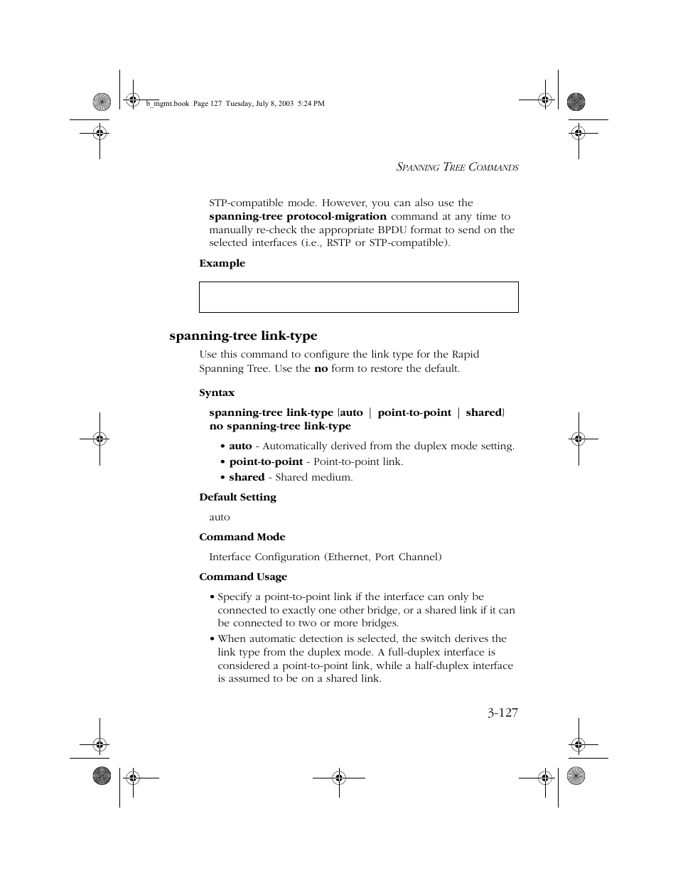 Spanning-tree link-type, Spanning-tree link-type -127 | SMC Networks SMC EZ 10/100/1000 SMCGS8P-Smart User Manual | Page 295 / 366