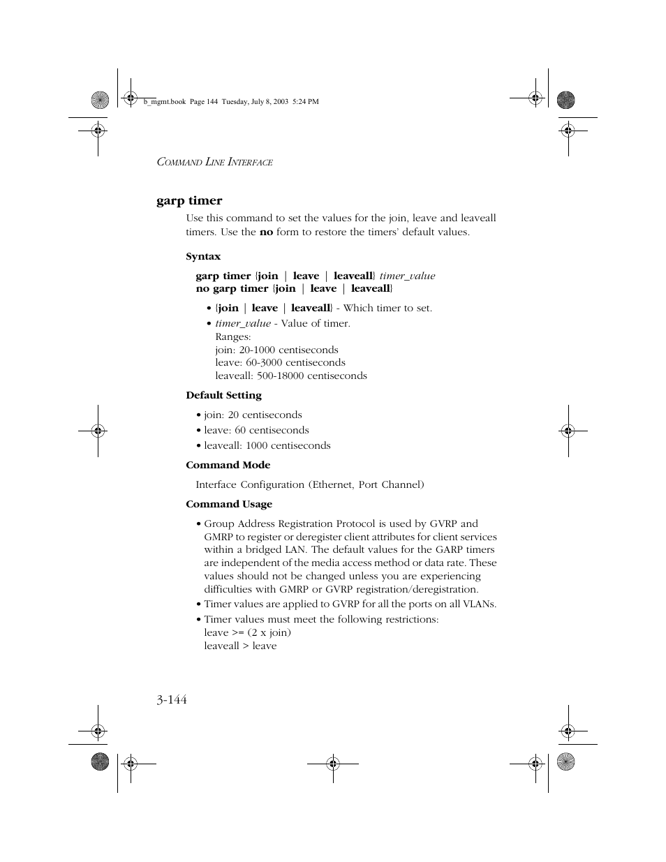 Garp timer, Garp timer -144 | SMC Networks SMC EZ 10/100/1000 SMCGS8P-Smart User Manual | Page 312 / 366