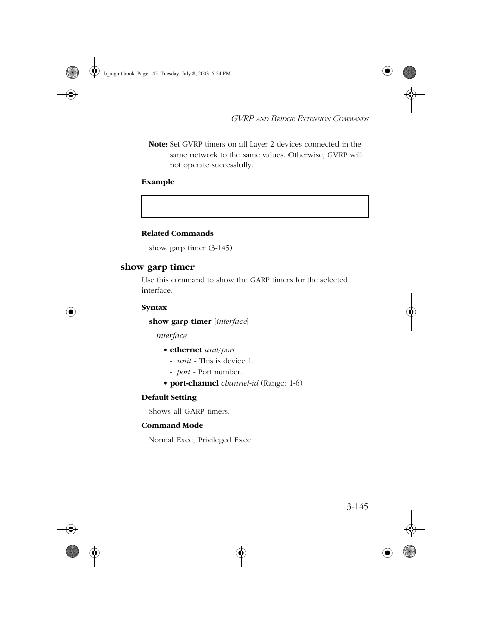 Show garp timer, Show garp timer -145 | SMC Networks SMC EZ 10/100/1000 SMCGS8P-Smart User Manual | Page 313 / 366