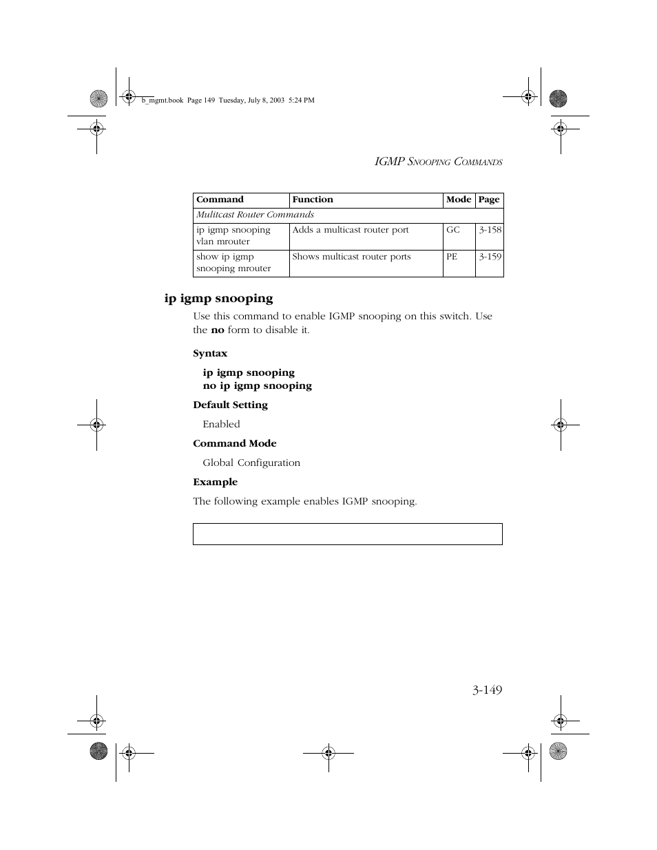 Ip igmp snooping, Ip igmp snooping -149, Igmp s | 149 ip igmp snooping | SMC Networks SMC EZ 10/100/1000 SMCGS8P-Smart User Manual | Page 317 / 366