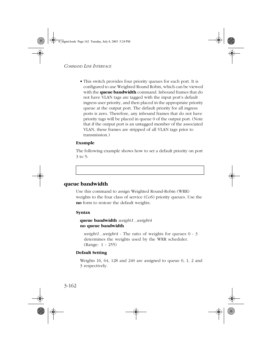 Queue bandwidth, Queue bandwidth -162 | SMC Networks SMC EZ 10/100/1000 SMCGS8P-Smart User Manual | Page 330 / 366