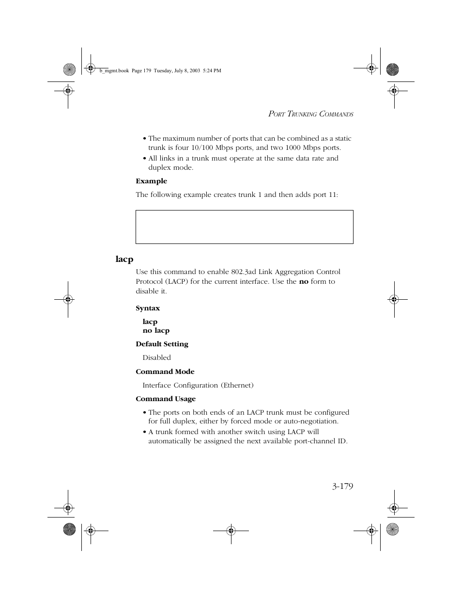 Lacp, Lacp -179, E 3-179) | SMC Networks SMC EZ 10/100/1000 SMCGS8P-Smart User Manual | Page 347 / 366