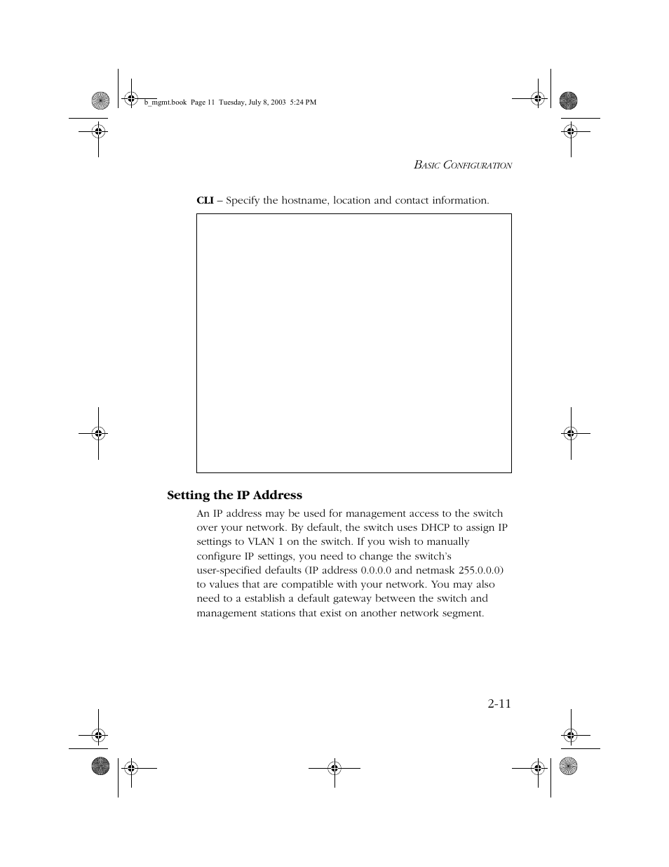 Setting the ip address, Setting the ip address -11, Setting the ip address” on | SMC Networks SMC EZ 10/100/1000 SMCGS8P-Smart User Manual | Page 43 / 366