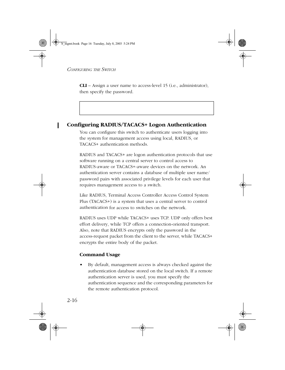 Configuring radius/tacacs+ logon authentication | SMC Networks SMC EZ 10/100/1000 SMCGS8P-Smart User Manual | Page 48 / 366