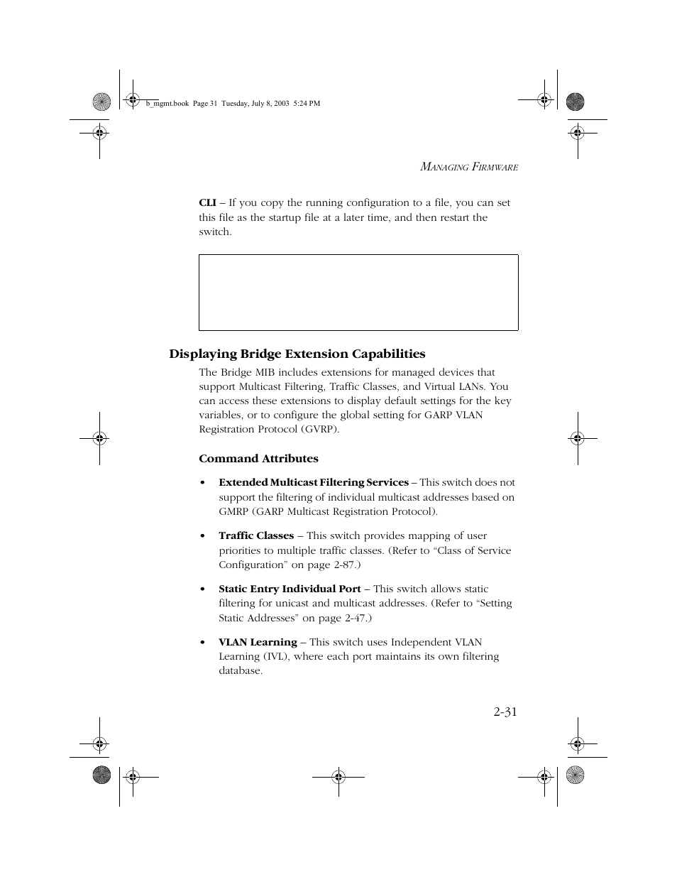 Displaying bridge extension capabilities, Displaying bridge extension capabilities -31 | SMC Networks SMC EZ 10/100/1000 SMCGS8P-Smart User Manual | Page 63 / 366