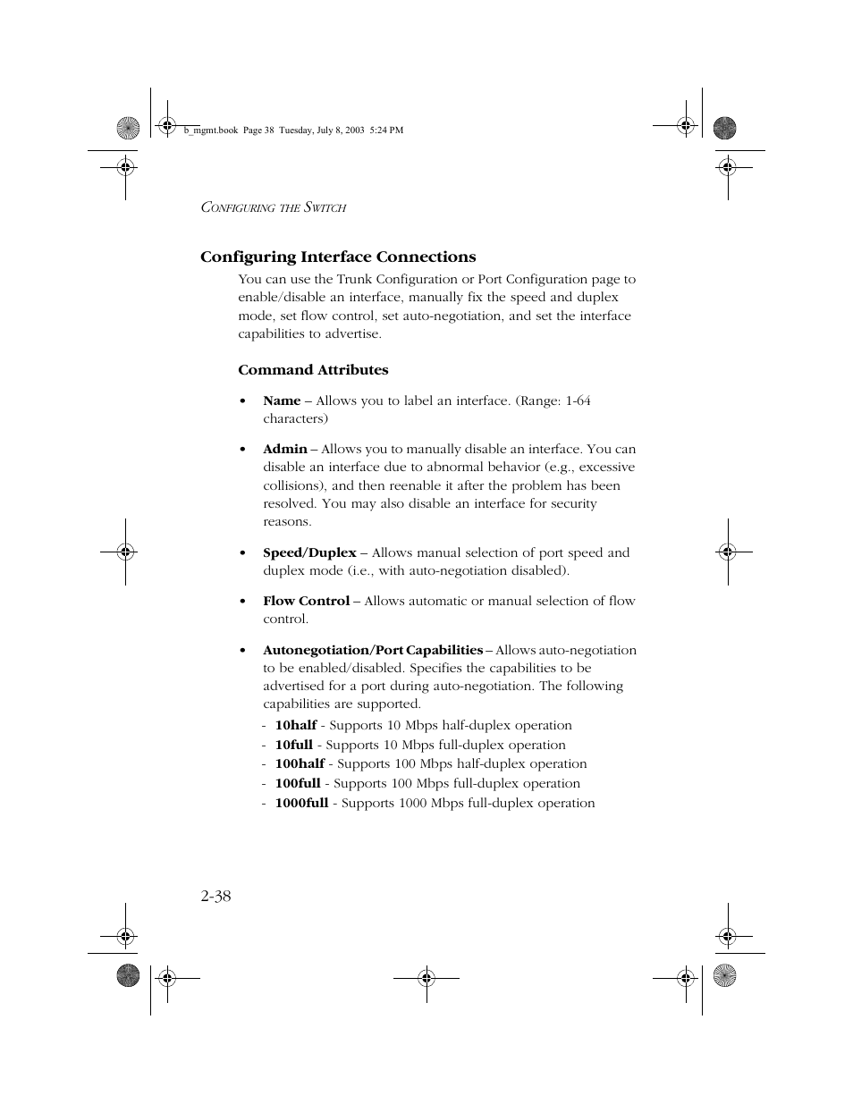 Configuring interface connections, Configuring interface connections -38 | SMC Networks SMC EZ 10/100/1000 SMCGS8P-Smart User Manual | Page 70 / 366