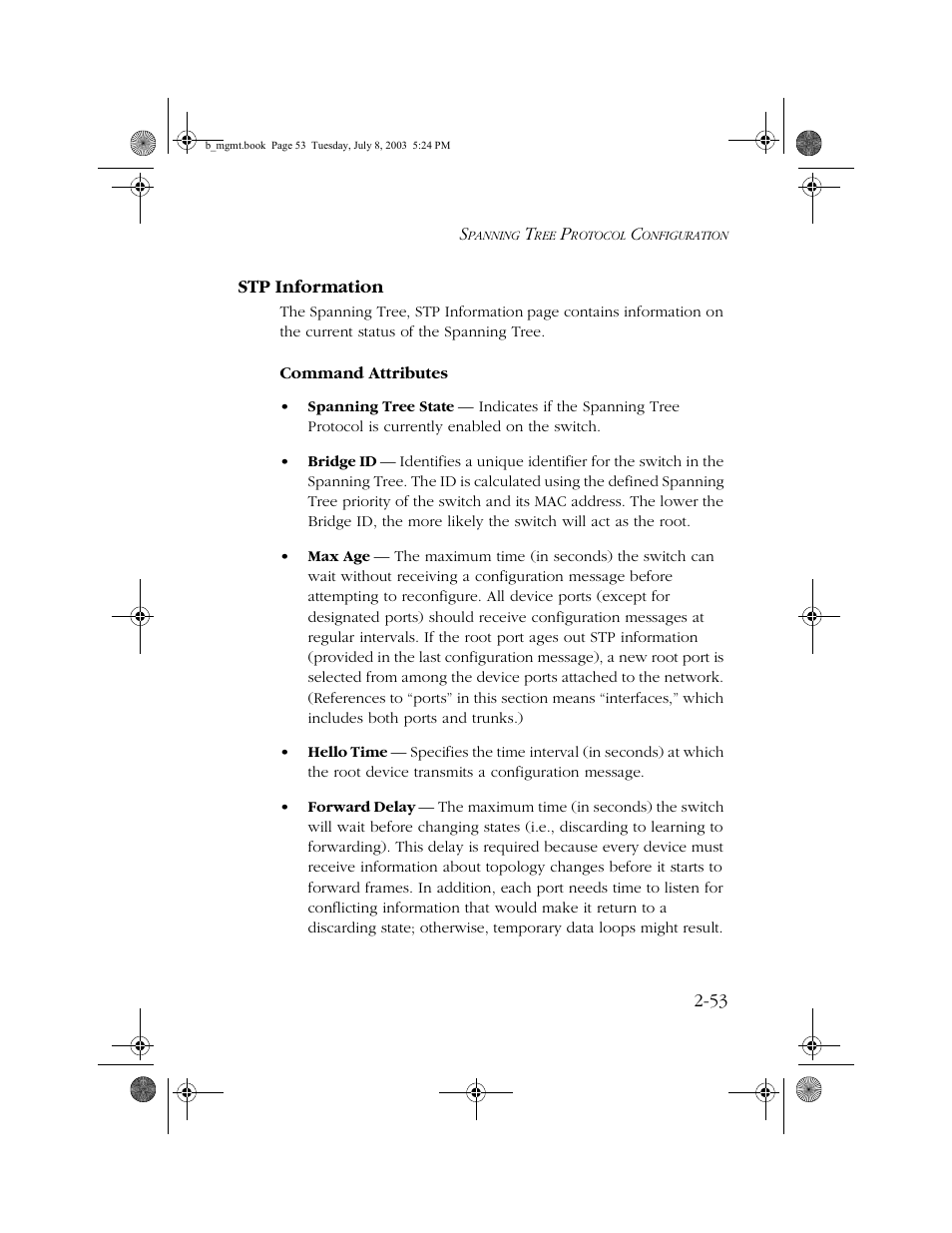 Stp information, Stp information -53 | SMC Networks SMC EZ 10/100/1000 SMCGS8P-Smart User Manual | Page 85 / 366