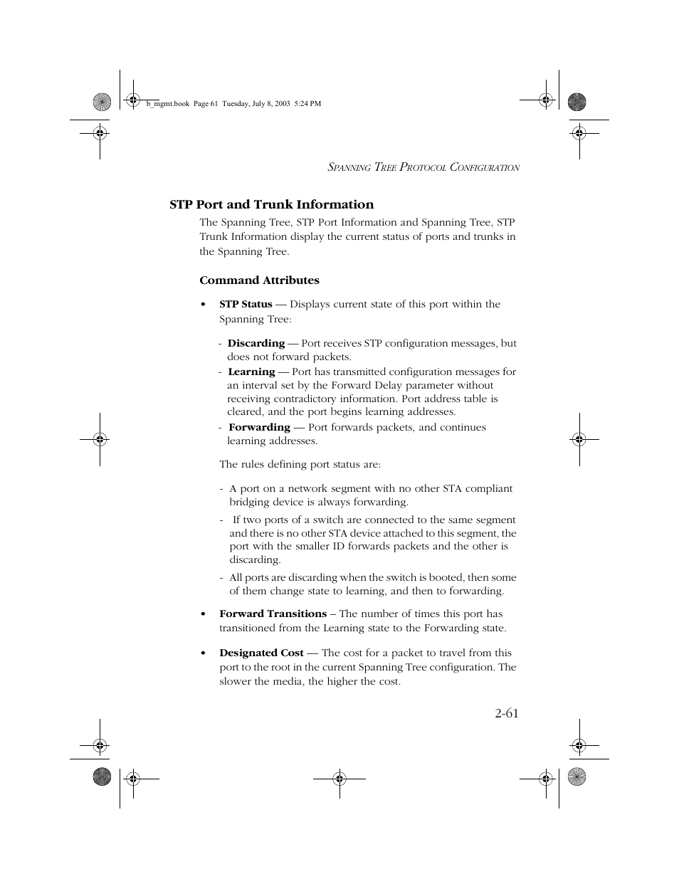 Stp port and trunk information, Stp port and trunk information -61 | SMC Networks SMC EZ 10/100/1000 SMCGS8P-Smart User Manual | Page 93 / 366