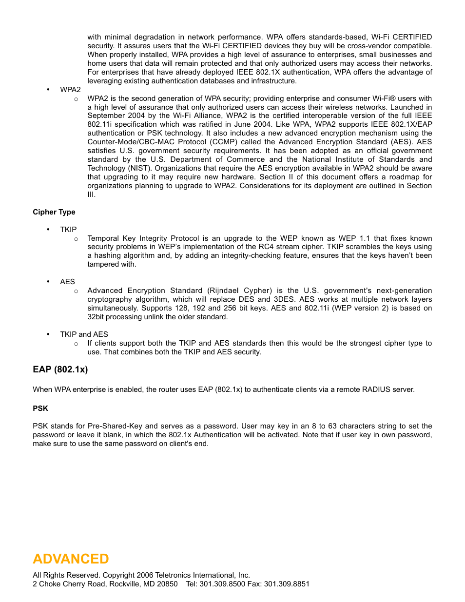 Advanced | SMC Networks Gateway TTTM5800X User Manual | Page 34 / 62