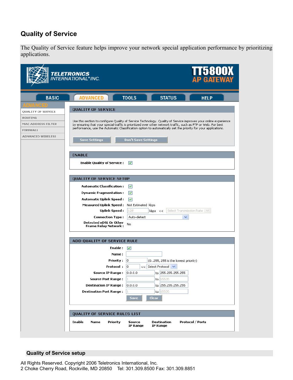 Quality of service | SMC Networks Gateway TTTM5800X User Manual | Page 35 / 62