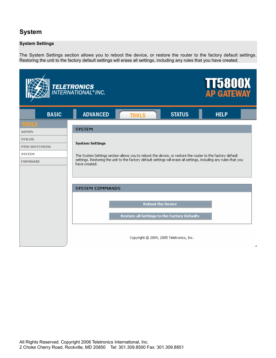 System | SMC Networks Gateway TTTM5800X User Manual | Page 47 / 62