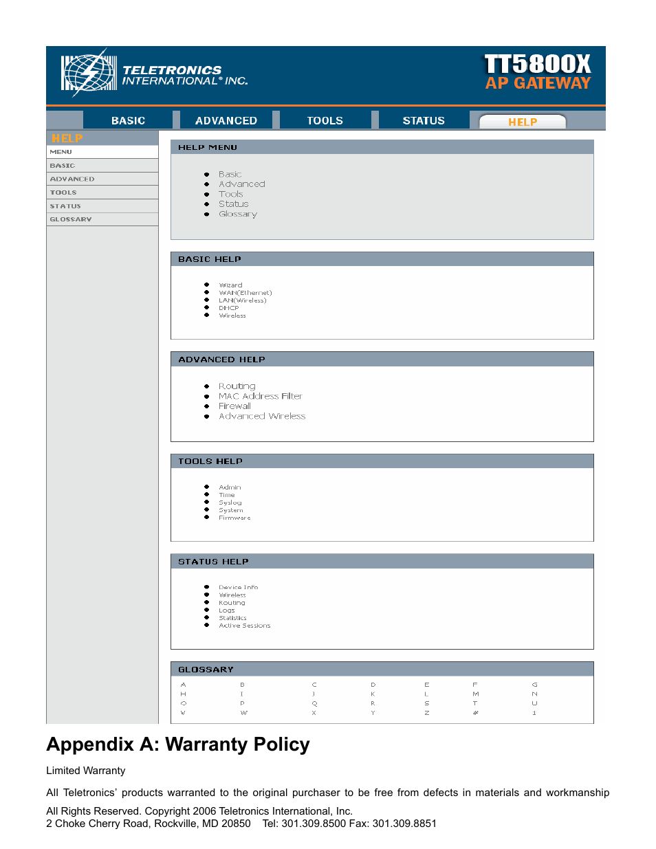 Appendix a: warranty policy | SMC Networks Gateway TTTM5800X User Manual | Page 50 / 62