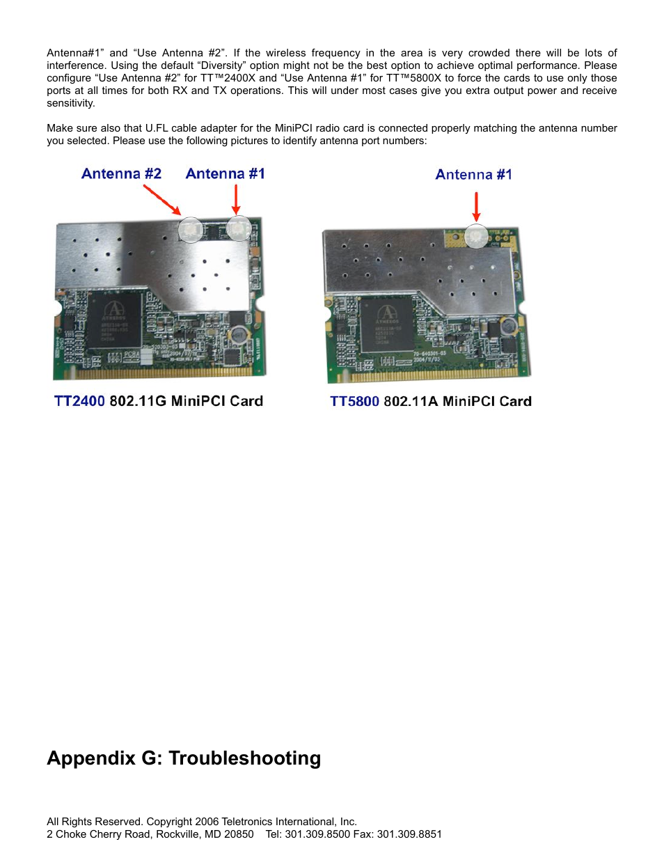 Appendix g: troubleshooting | SMC Networks Gateway TTTM5800X User Manual | Page 58 / 62