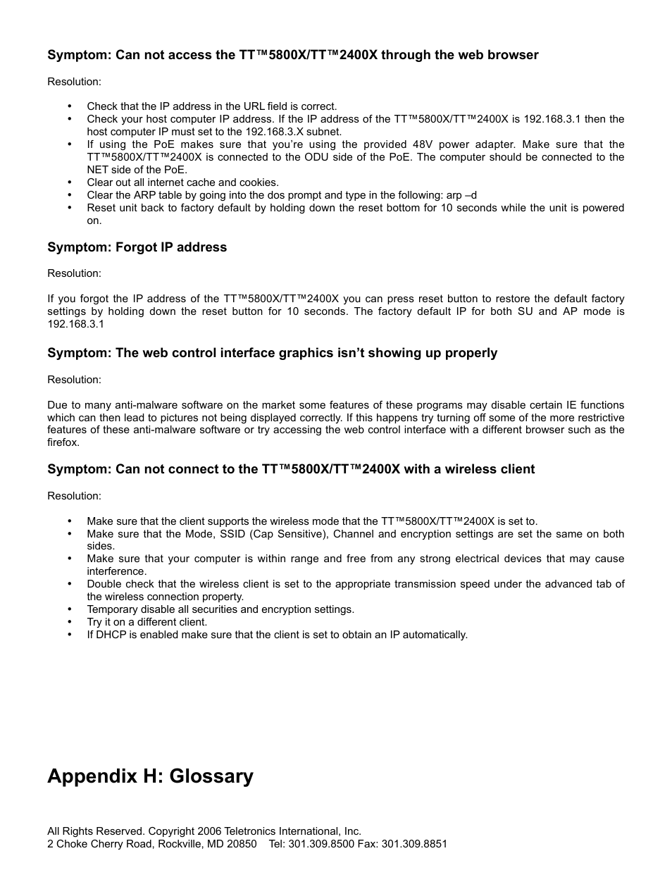 Appendix h: glossary | SMC Networks Gateway TTTM5800X User Manual | Page 59 / 62