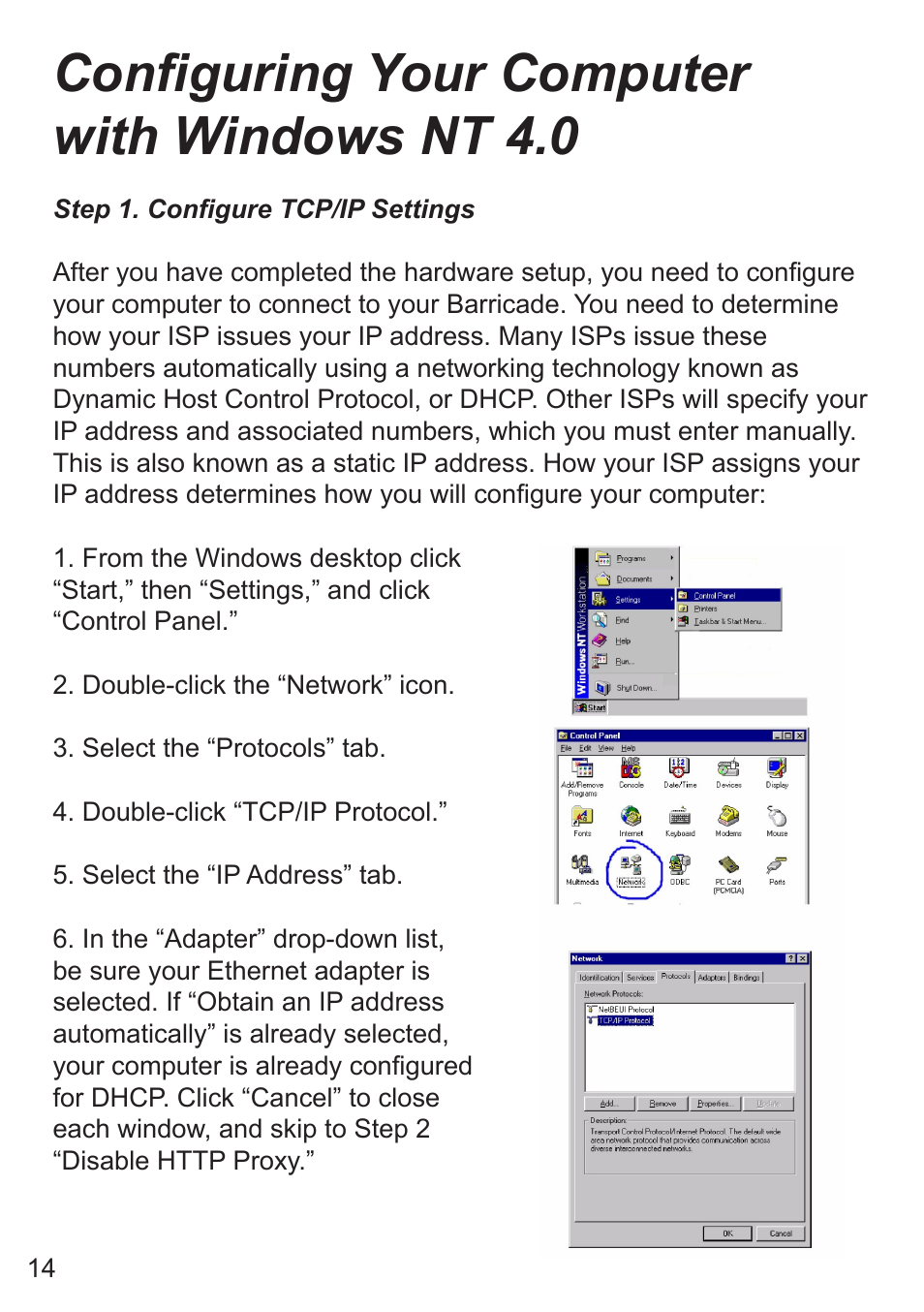 Conguring your computer with windows nt 4.0 | SMC Networks SMC7008ABR User Manual | Page 14 / 46
