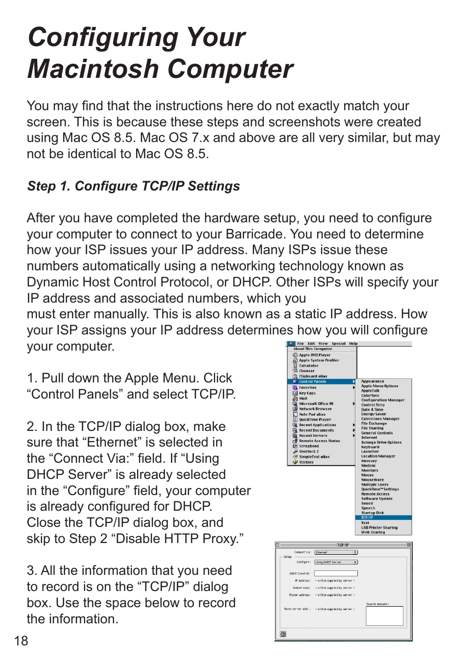 Conguring your macintosh computer | SMC Networks SMC7008ABR User Manual | Page 18 / 46