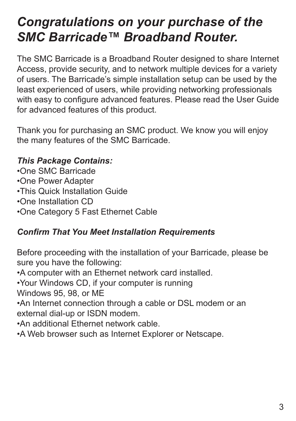 SMC Networks SMC7008ABR User Manual | Page 3 / 46