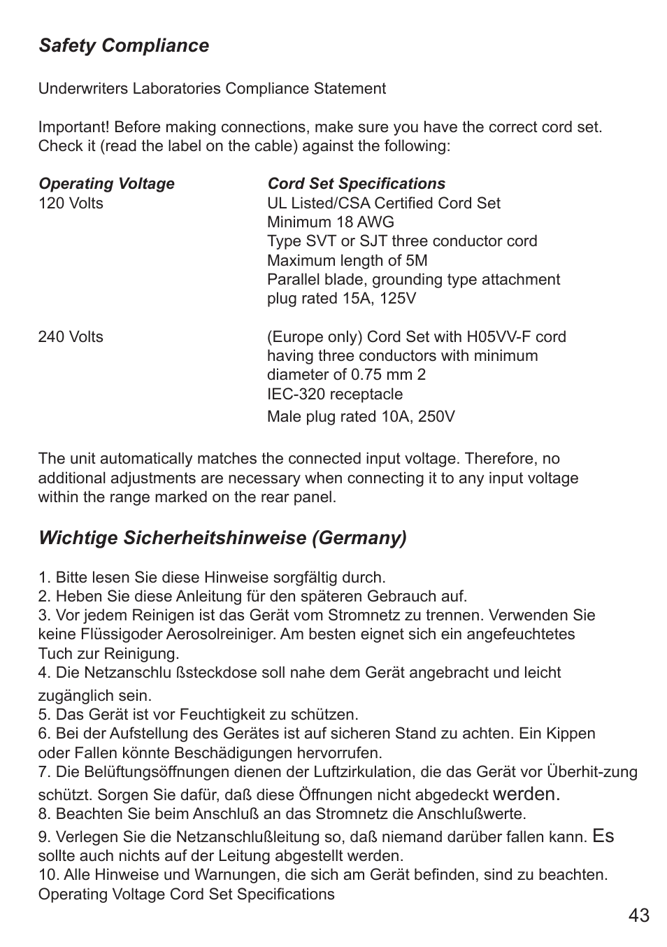 43 safety compliance, Wichtige sicherheitshinweise (germany), Werden | SMC Networks SMC7008ABR User Manual | Page 43 / 46