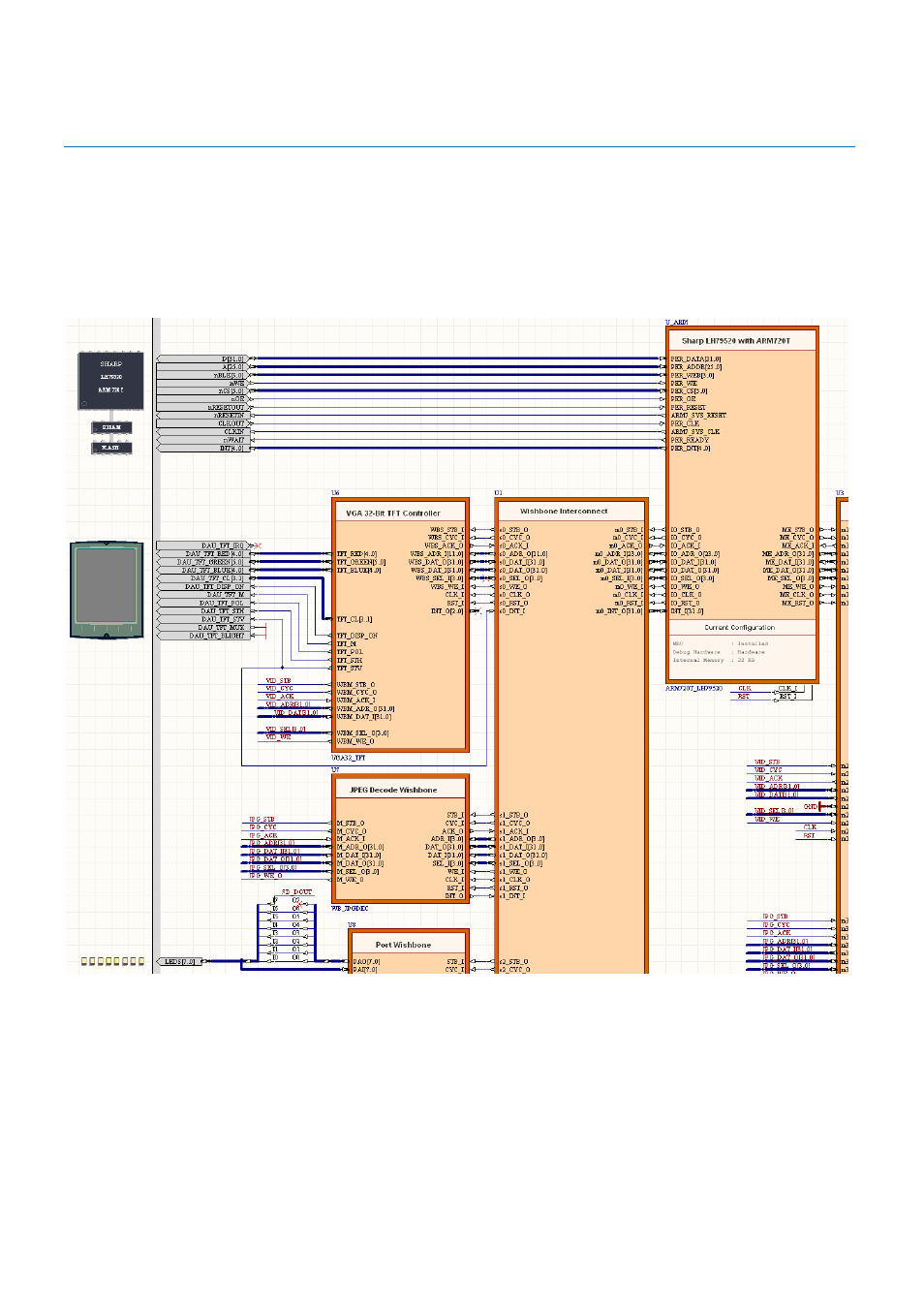 Placing an arm720t_lh79520 in an fpga design, Design using a schematic only | SMC Networks Sharp ARM720T_LH79520 User Manual | Page 20 / 28