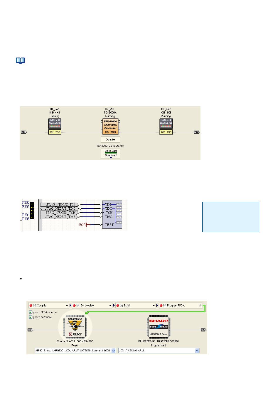 Additional 'soft' devices in your design, Enabling the soft devices jtag chain, Downloading your design | SMC Networks Sharp ARM720T_LH79520 User Manual | Page 23 / 28