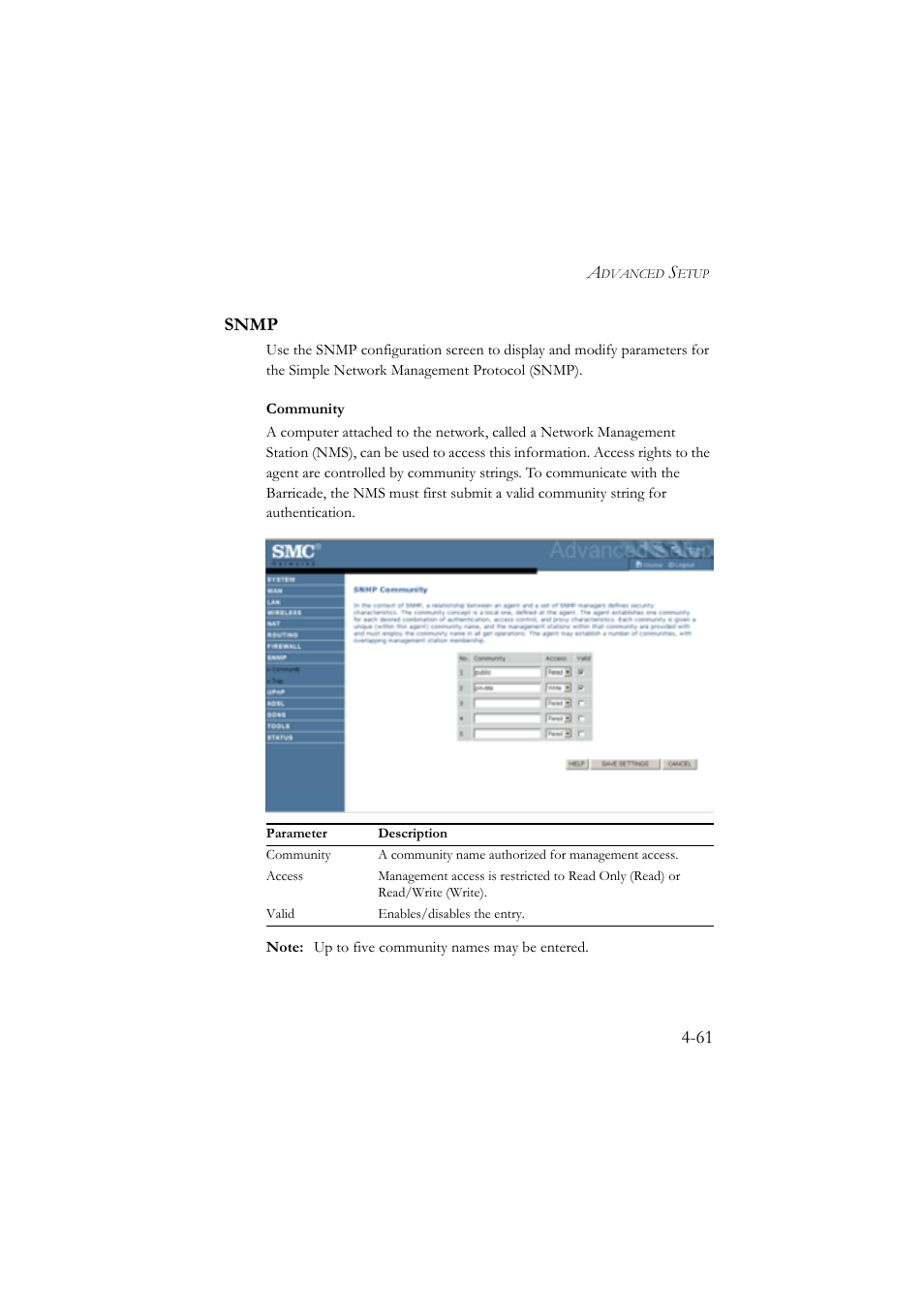 61 snmp | SMC Networks SMC7904WBRA User Manual | Page 105 / 139