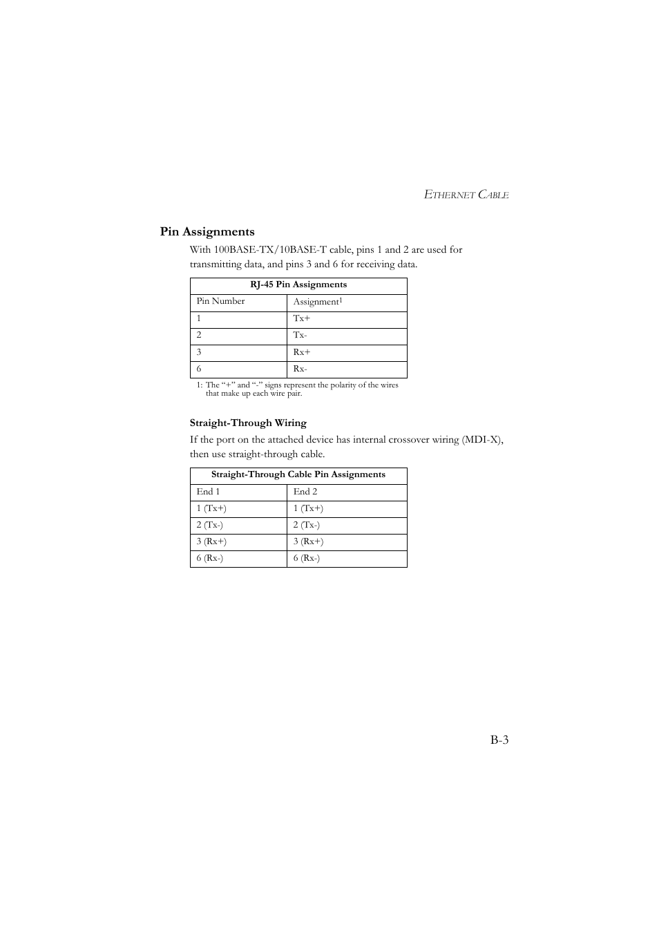 B-3 pin assignments | SMC Networks SMC7904WBRA User Manual | Page 128 / 139