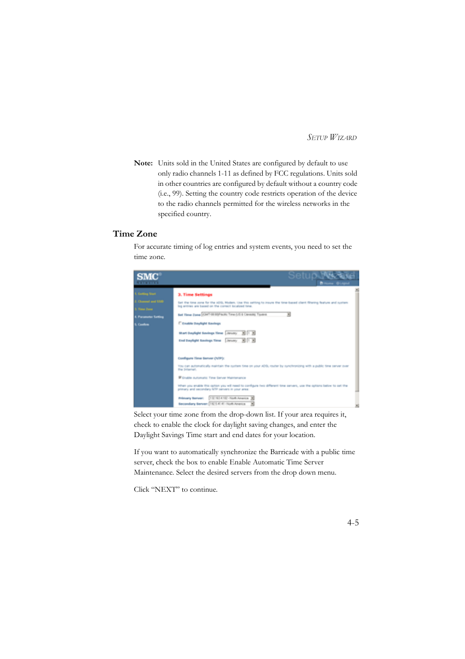 Time zone | SMC Networks SMC7904WBRA User Manual | Page 49 / 139