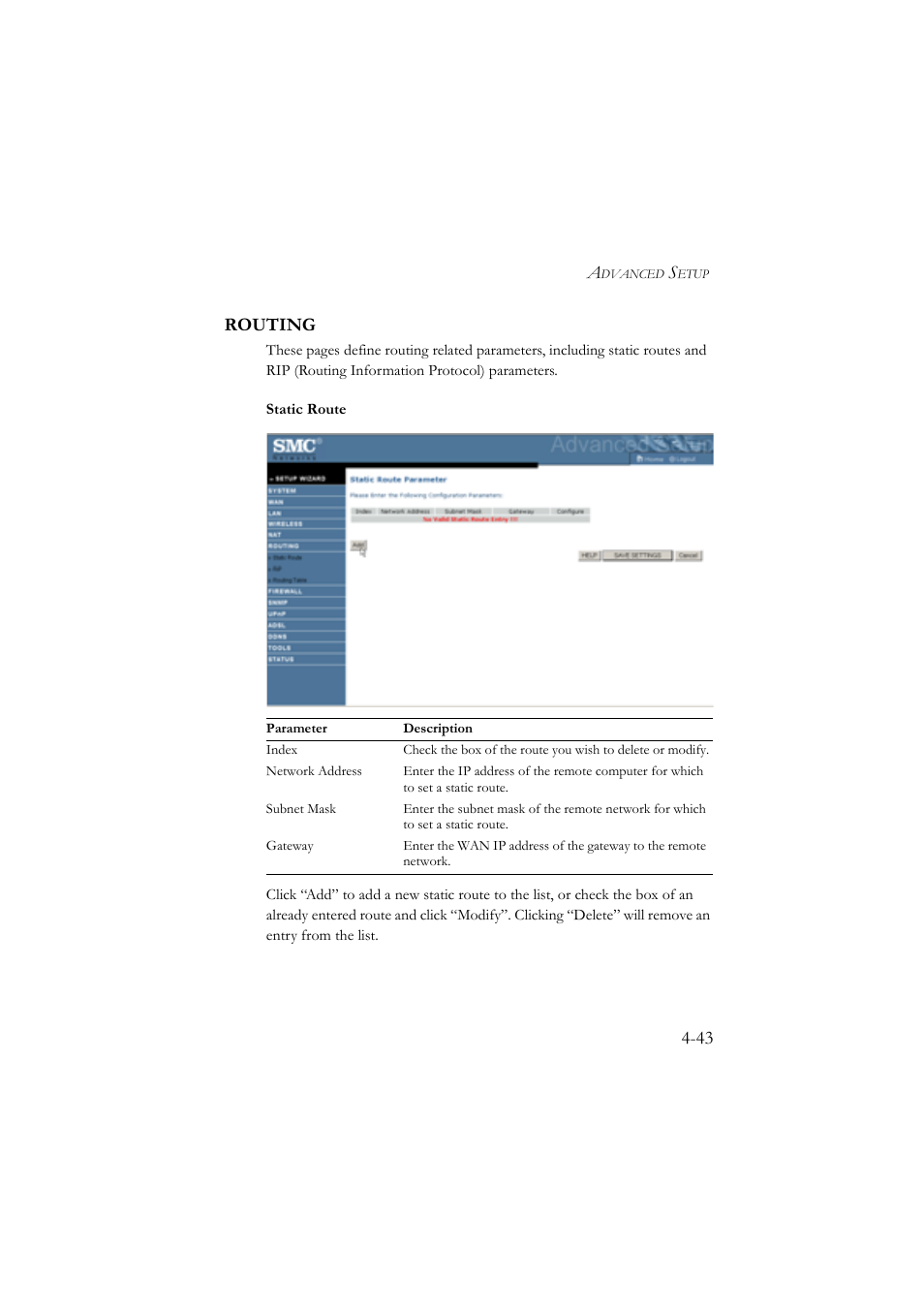 43 routing | SMC Networks SMC7904WBRA User Manual | Page 87 / 139