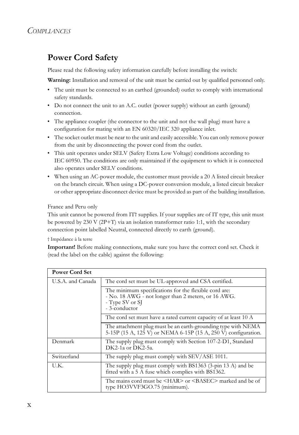Xpower cord safety | SMC Networks SMC TigerAccess SMC7824M/ESW User Manual | Page 10 / 104